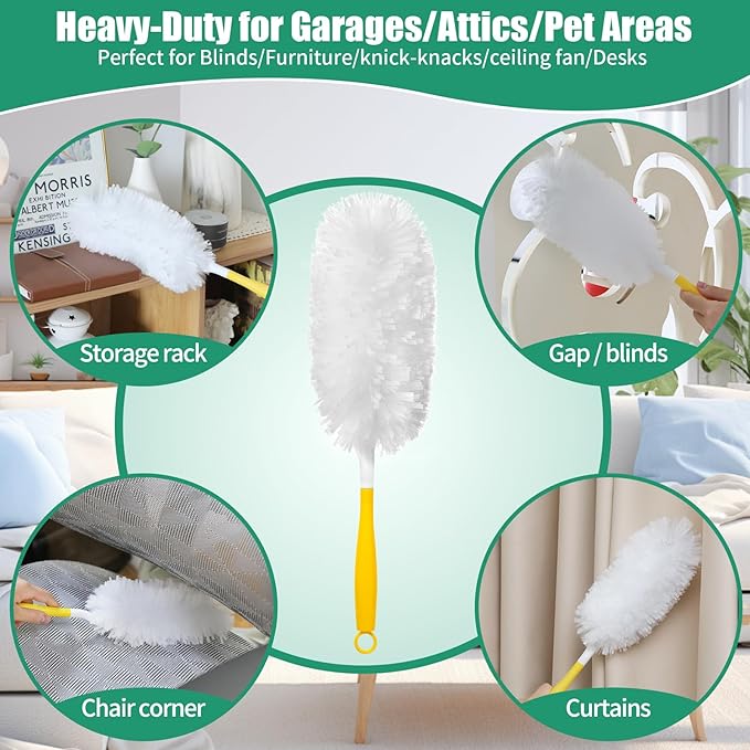 Senowi 30 Count Electrostatic Duster Refills Compatible with Swiffer Duster, Multi-Surface Dusting Refills, Microfibre Feather Dusters for Cleaning, White Unscented