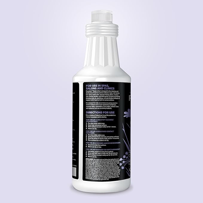 Prevention Ready-To-Use Disinfecting Cleaner – Hospital Grade Disinfectant Spray Solution for Salons, Spas, Clinics, Surfaces – Sanitizing Solution & Two Reusable Sprayers – 32oz Bottle (6 Pack)