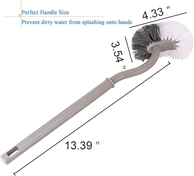 Ryhiac 2 Pack Curved Toilet Bowl Brush Without Holder for Bathroom, Compact Toilet Brush Durable Under The Rim Household Deep Cleaning Brushes (Gray Toilet Brush Without Holder)