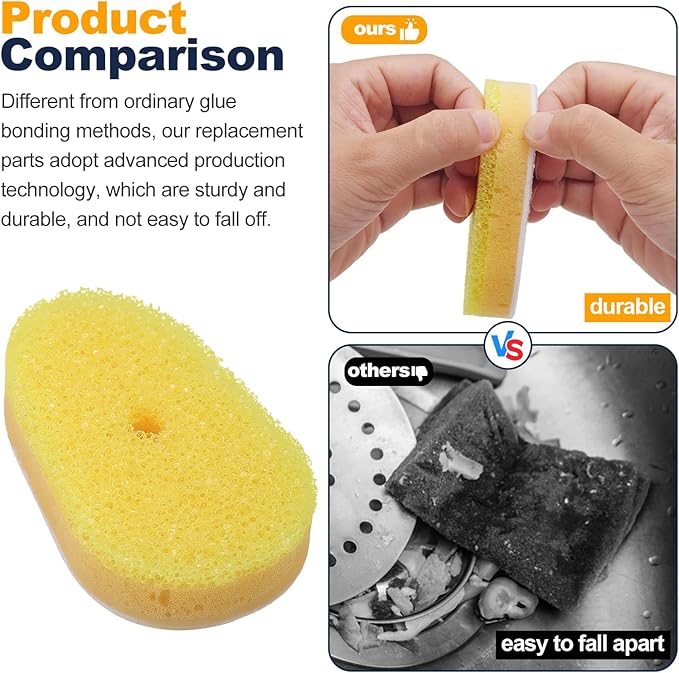 Refill Heads Compatible with Dish Daddy,Non-Scratch Wand Refill Sponge Heads Compatible with Scrub Daddy,Ideal Replacement Sponges for Effortless Dish Cleaning,8 Packs