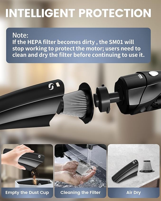 SERVOMASTER Handheld Vacuum Cordless Mini Car Vacuum Cleaner Portable and Rechargeable with Powerful Suction for Car Home Office and Pet Hair with HEPA Filter and Lightweight