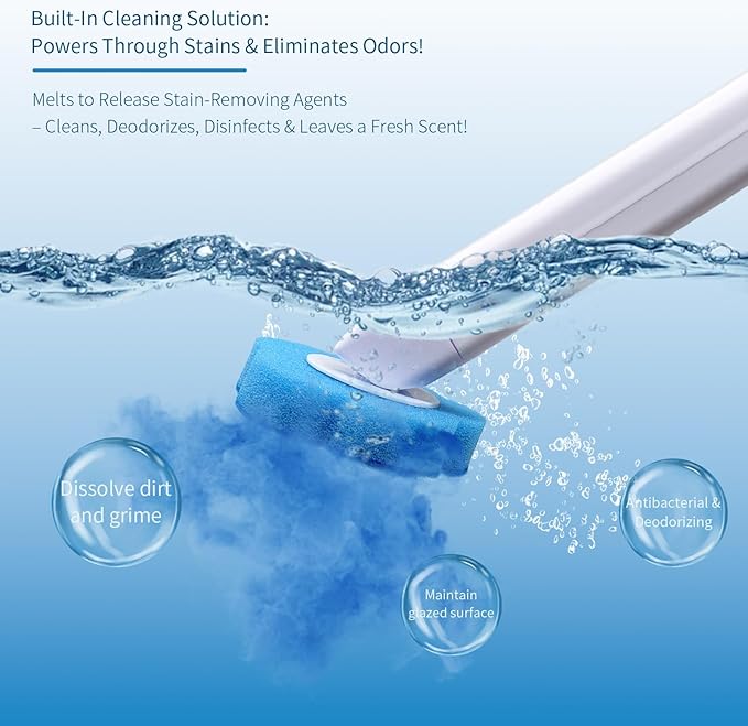 Amestar Toilet Brush with 120 Refills, White Toilet Cleaning Brush, Toilet Bowl Brush, Toilet Brush Refill for Efficient and Deep Scrub Toilet