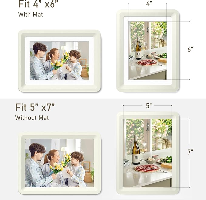 1-Pack 5x7 Picture Frame or 4x6 with Mat – Shatterproof Plastic Photo Frame for Family, Nursery, and Playroom, Wall & Tabletop Picture Frames for Home, Office, Safe & Lightweight Design in Light Gray