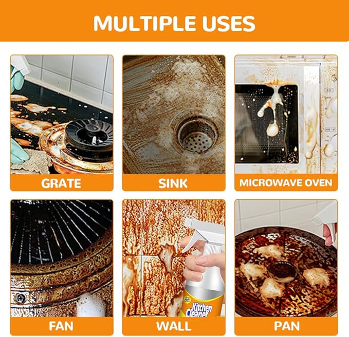 Kitchen Foam Cleaner, 2025 Upgraded All-Purpose Cleaner, Portable Grease Remover for Home Kitchen, Durable Stove Cleaners for Restaurant, Easy Clean Pot and Pan Cleaners for Housewife (2)