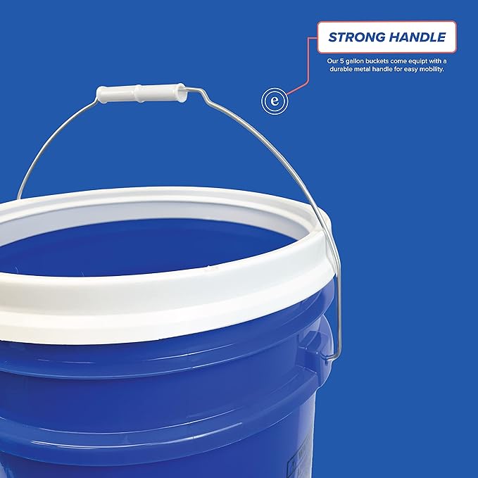 ePackageSupply 5 Gallon White Bucket with Gamma Seal Screw on Airtight Lid | Made in USA | Food Grade | Heavy-Duty | Durable 90 Mil All Purpose Pail | Easy Stack and Store | BPA Free (3 Count), Blue