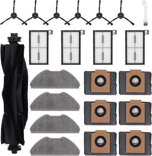 Replacement Parts for Eufy X8 Pro: Compatible with Eufy X8 Pro Series Robot Vacuum Cleaner - 1 Main Brushes,1 Brush, 4 Hybrid Accessory Filters, 6 Side Brushes,4 Mop Pads, 6 Vacuum Bags（22 Pcs）