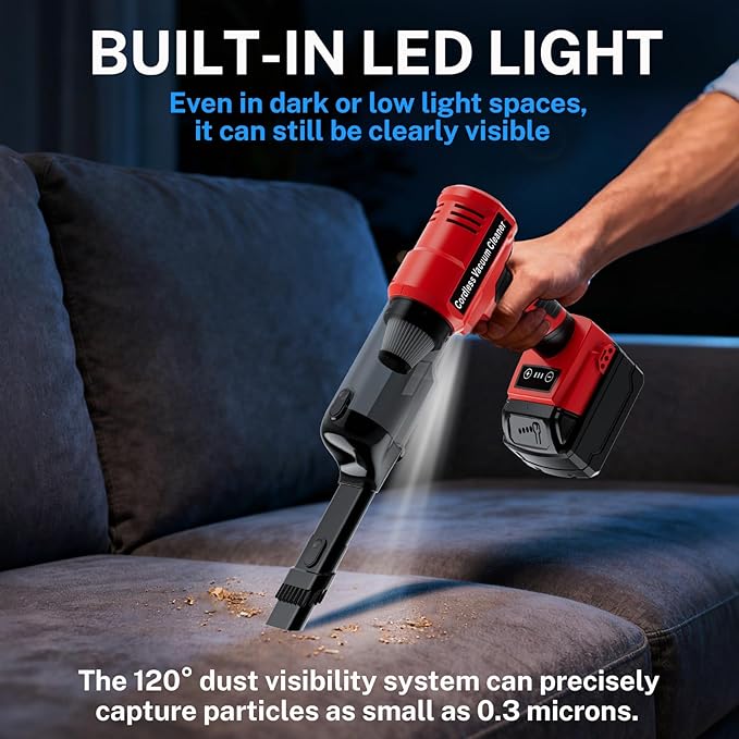 YEX-BUR Cordless Handheld Vacuum for Milwaukee 18V Battery(Tool Only), 240W Powerful Car Vacuum with Brushless Motor, 3-Speed, 5 Filters, Portable Vacuum Cleaner for Home Office Car Pet