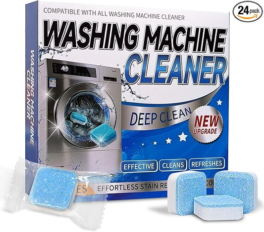 Washing Machine Cleaner Tablets–24 Packs,Deep Cleaning Tablets For HE Front Loader & Top Load Washer,Clean Inside Drum and Laundry Tub Seal-1Year Supply