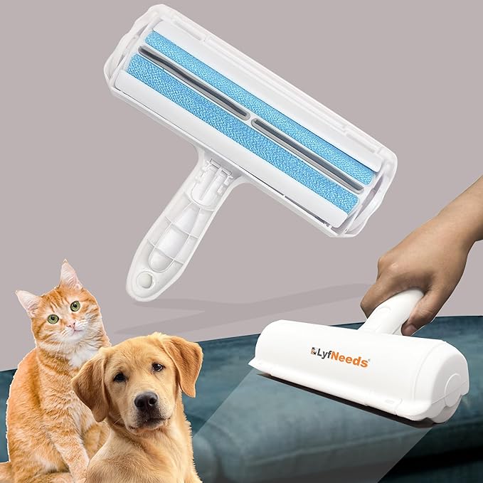 LyfNeeds Reusable Pet Hair Remover Roller – Dog & Cat Hair Remover for Furniture, Couch, Carpet, Clothing – Pet Hair Removal Tool for Couch – Lint Roller for Furniture, Car & Bedding