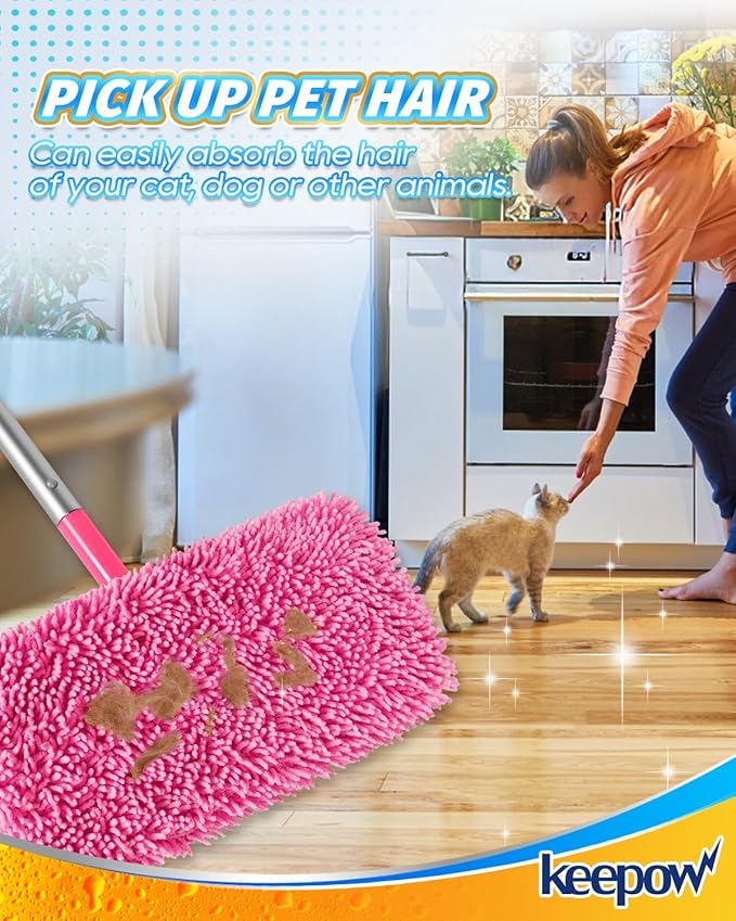 Reusable Microfiber Mop Pads Compatible with Swiffer Sweeper- 2 Pack Dry Sweeping Cloths & Wet Mopping Cloths - Washable Wet Pads Refill for Mopping Floors (Mop is not Included)