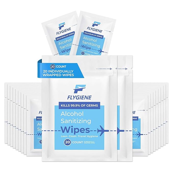 Travel Sanitizing Wipes (20 Count (2 Packs of 10))
