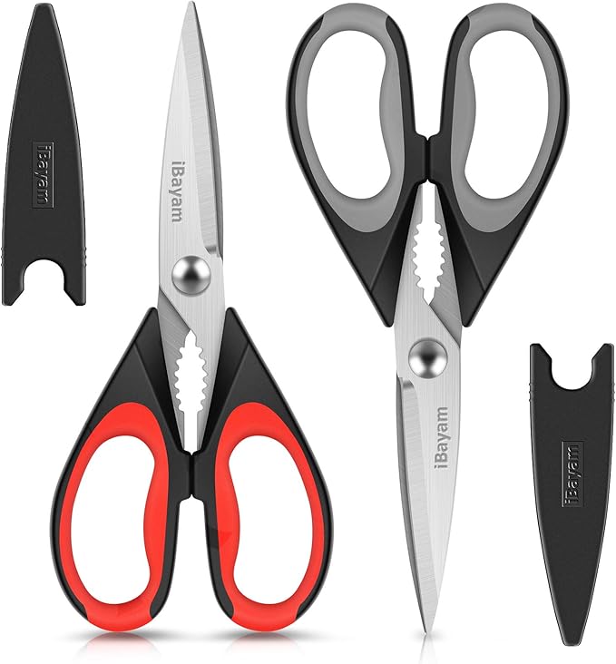 Kitchen Scissors All Purpose Heavy Duty, Kitchen Utensils Set, Stainless Steel Cooking Utensils Gadgets, Meat Poultry Food Shears Dishwasher Safe Utility Tools Home Gift, with Protective Sheath