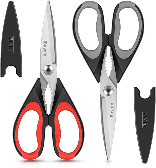 Kitchen Scissors All Purpose Heavy Duty, Kitchen Utensils Set, Stainless Steel Cooking Utensils Gadgets, Meat Poultry Food Shears Dishwasher Safe Utility Tools Home Gift, with Protective Sheath