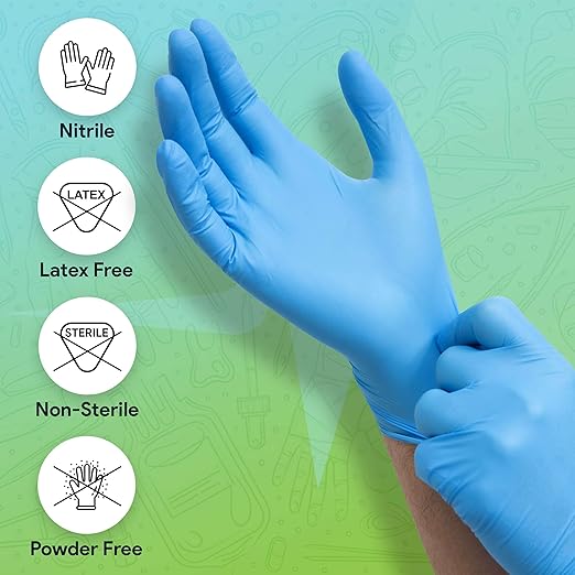 Medical Exam Blue Nitrile Gloves Large 1000 Count - 3 Mil Powder and Latex Free Disposable Gloves - Case of 10 Boxes of 100