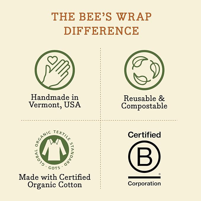 Bee's Wrap Vegan Beeswax Wraps for Food - Vegan Meadow Magic Sandwich Wrap - Made in USA Reusable Bread Bags - Organic & Eco-Friendly Alternative to Aluminum Foil, Sandwich Bags & Plastic Wrap