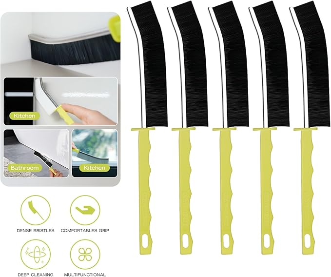 5-Pack Heavy-Duty Crevice Cleaning Brushes – Stiff Bristles for Deep Cleaning Corners, Tile Grout, Tight Spaces & Corners - Multi-Surface Gap Cleaning Kit, Durable Household Cleaning Tools