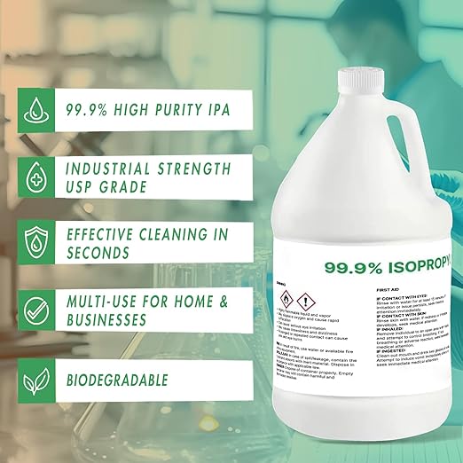 99% Pure Isopropyl Alcohol, 99 Percent IPA 1 Gallon, USP Grade, Made in The USA (4 Quarts, 1 Gallon,128 fl oz)