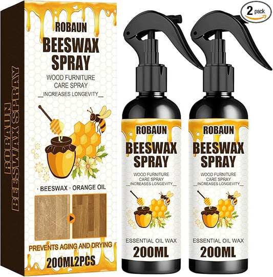 Beeswax Spray Furniture Polish, Wood Cleaner, Wood Floor Polish - For Living Room, Kitchen and Wooden Furniture Floors (Pack of 2) 200 ml