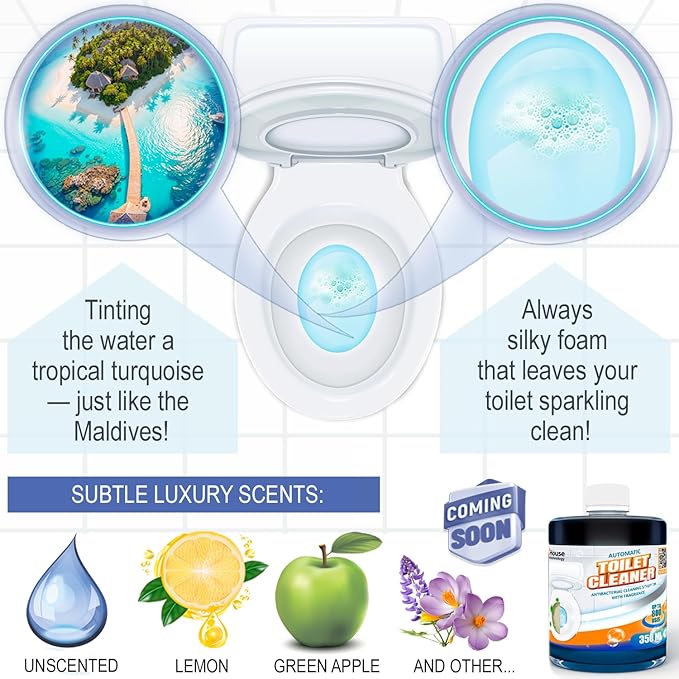 eHouse Automatic Toilet Bowl Cleaner with Refill — Antibacterial Flush-Activated Cleaning System, Long-Lasting Performance & Fresh Apple Scent