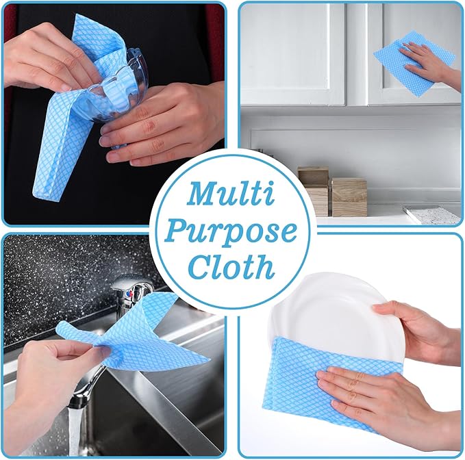 200 Pcs Disposable Dish Cloths for Kitchen Disposable Cleaning Cloth and Towels Handy Cleaning Wipes Disposable Rags for Kitchen and Office(Blue)