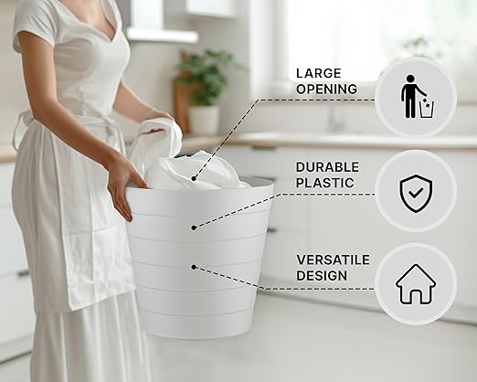 Small Trash Can (1.3 Gallons), Dorm Trash Can, Heavy Duty Dust Bin, Mini Garbage Can for Bedroom, Plastic Wastebasket, Bathroom Wastebasket (Black) Round Paper Trashcan, Office Trash Bin