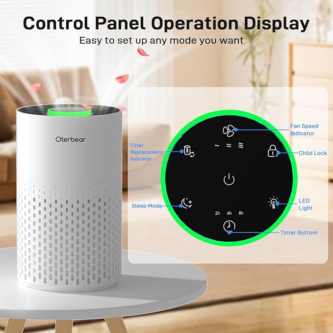 Air Purifiers for Home Bedroom Up to 1250 Ft² - H14 HEPA Air Purifier with Aroma & Sleep Mode - 24dB Small Room Air Purifier for Allergies, Smoke, Dust, Pollen, Pet Dander,4000B,White