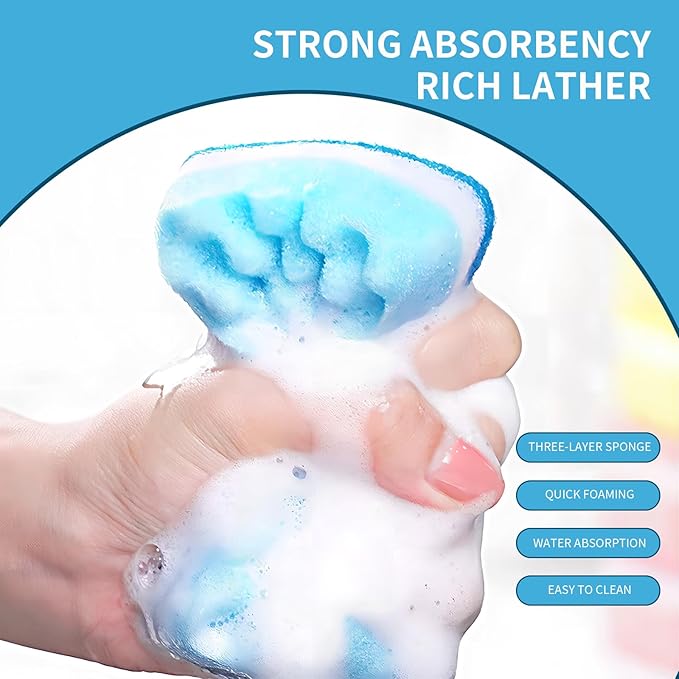 JyliRenz 20 Pack, The Third Generation Dishwashing Sponge, Scrub Sponge, The Wave Shaped Design Makes Them More Suitable for scenarios Such as Kitchen Tableware, countertops, Walls, Porcelain, Etc