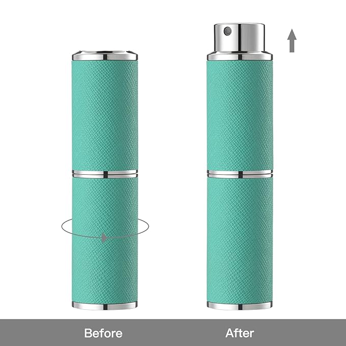 8ML Perfume Atomizer, Empty Leather Cologne Spray Bottle, Mini Perfume Sprayer Dispenser for Travel (1PCS, Green)