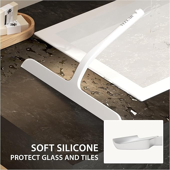 VEELAR Shower Squeegee for Shower Glass, Bathroom Glass Cleaning Tool with Hook Mount, Squeegee for Glass Doors, Window Cleaning, Tile Shower Walls (White)