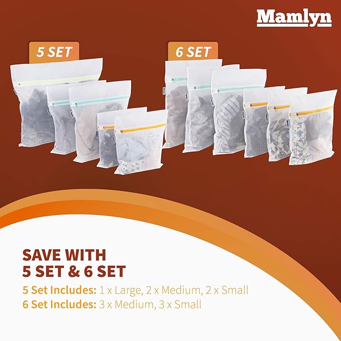 Mesh Laundry Bag for Delicates, Wash Bags for Underwear and Lingerie, Makeup Organizer Bag (1 Medium, 1 Small)