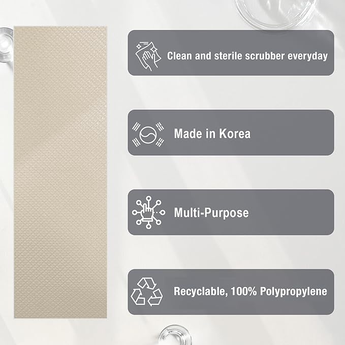 Daily Dish Scrubber Sheet Non-Scratch Household Disposable Cleaning Sponges | Recyclable, Eco-Friendly & Perfect for Kitchen, Home Cleaning and Outdoor Use (6, Beige)