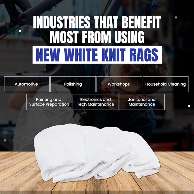 Premium White T-Shirt Cleaning Rags (25 lbs. Bag of Rags) – White Cotton Rag for Cleaning, Staining, Painting, Oil, Grease & Dust Removal – Shop Rags Bulk
