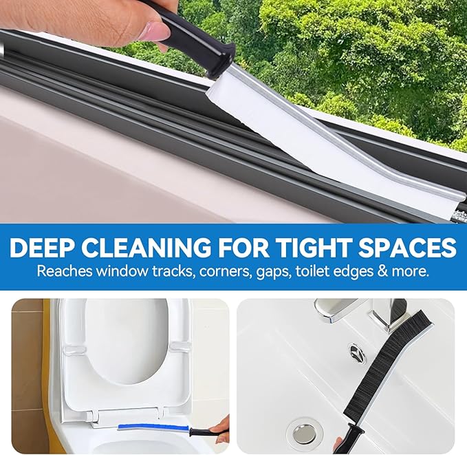 YUNWEIXU Crevice Cleaning Brush Set, 5-Pack Detail Brushes for Tight Spaces, Window Tracks, Gaps, Bathroom & Toilet, Strong Bristle Narrow Crevice Scrub Brushes for Home Cleaning