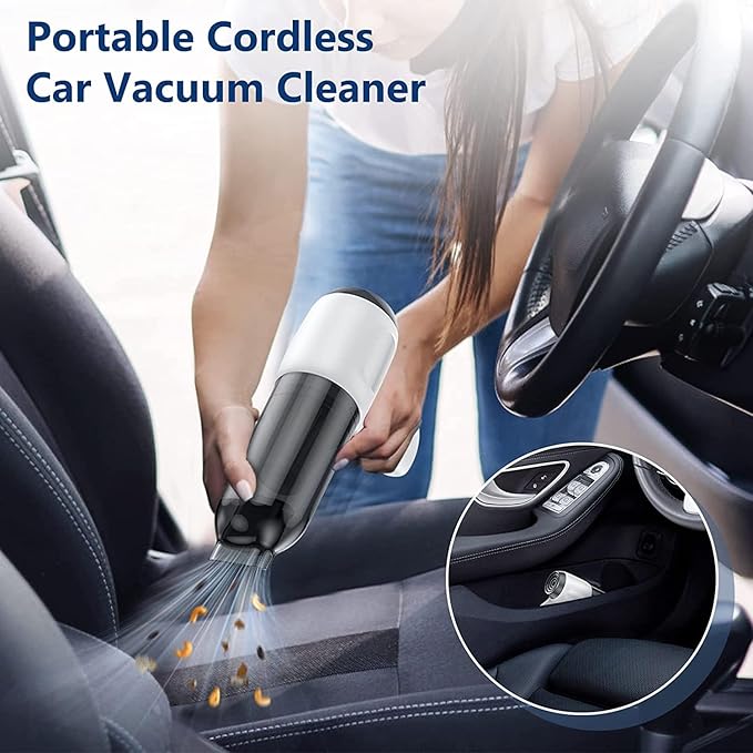 Fanisic Car Vacuum Handheld Vacuum Cleaner/Air Duster, 15000PA Strong Suction with Brushless Motor, Rechargeable Dust Buster/Hand Pump Low Noise for Car Detailing Home Office Cleaning
