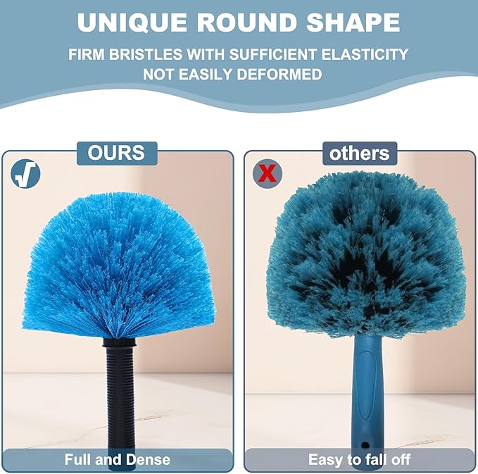 Tonmp Twist-On Cobweb Duster Head Brush // Spider Web Brush for Outdoor & Indoor Web Cleaning // Fits Standard Acme Threaded Poles // Brush Head Only -1 Pack