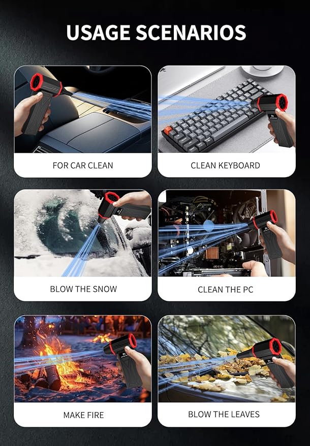 Aicevoos AS-S50 Electric Air Duster-130000RPM Super Power Cordless Air Duster, 4-Gear Adjustable Mini Blower with Fast Charging, Dust Blower for Computer, Keyboard, House, Outdoor and Car