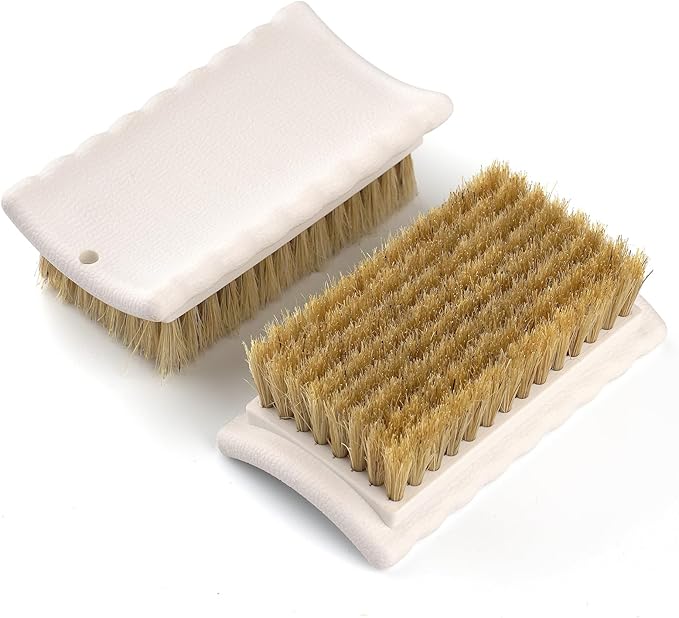 2 Pack Natural Boar Bristle Laundry Stain Brushes, Effectively Removes Tough Stains from Delicate Fabrics, Cotton, Knits & Leather - Gentle Scrubbing for Clothes, Shoes& Upholstery Without Damage
