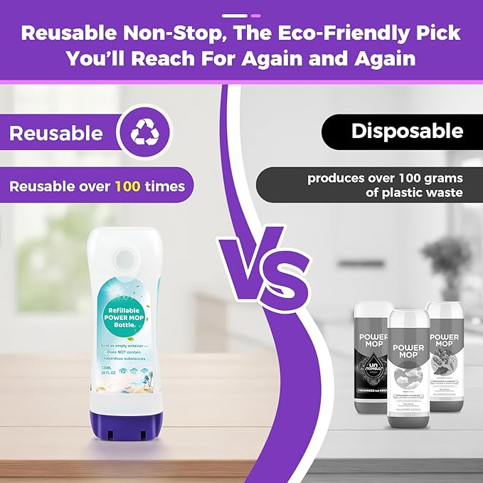 YFUARY Refillable Solution Bottle for Swiffer Power Mop, 720ML/24 FL OZ Leak-Proof Reusable Empty Cleaner Container, Universal Fit for Any Liquid Cleaner, Easy Install