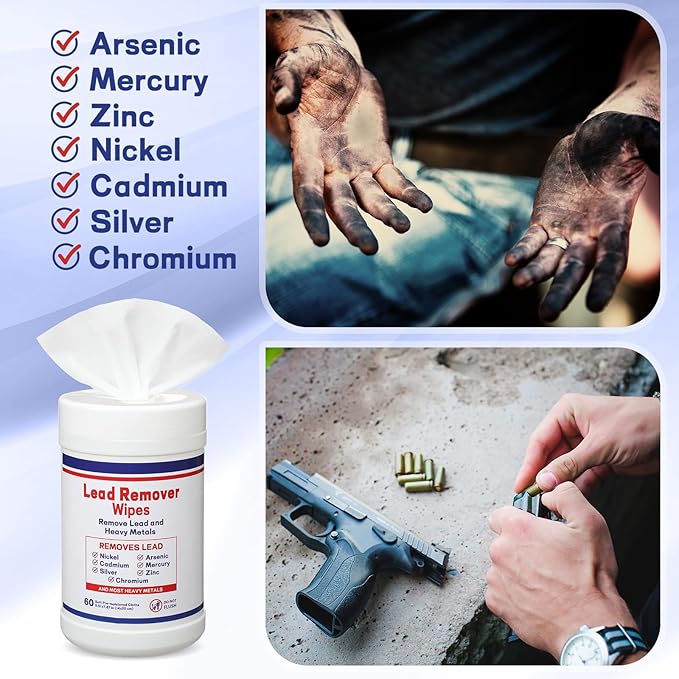 Nuanchu 2 Pack Lead Remover Wipes for Shooting 60 Count Per Canister Hand & Surface Cleaning Wipes Effectively Removes Lead, Dust, Oil & Grime Disposable Wipe for Mechanics Construction Diy (Classic)