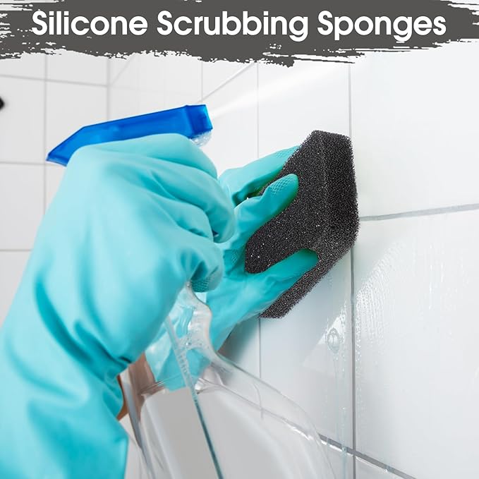 Tioncy 20 Pcs Silicone Kitchen Scrubbing Sponges Bulk Heavy Duty Durable Cleaning Dish Sponges, Non-Scratch, Odor-Free, Multipurpose for Dishes Nonstick Pots Cookware Countertops Bathroom Black Gray