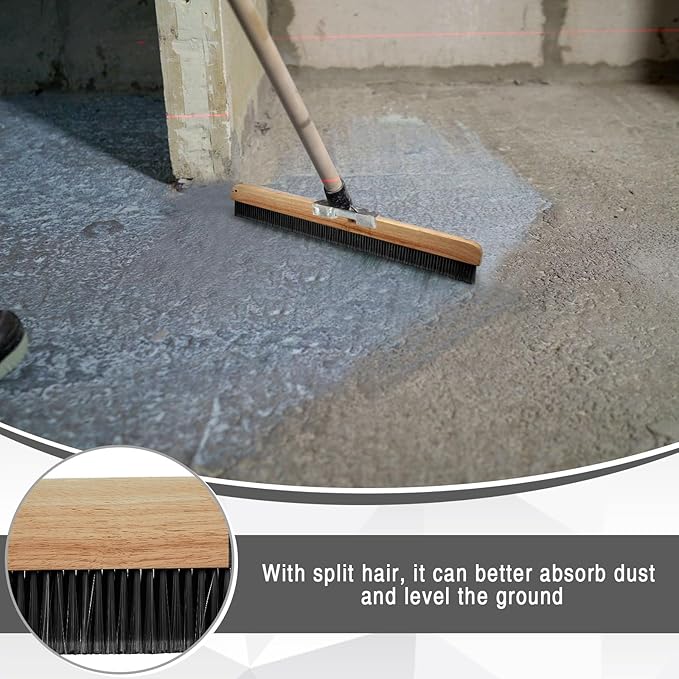 Yiyiring 2 Pack 24 Inch Concrete Broom Finishing Tools Wood Backed, Polypropylene Bristles Brush Push Brooms Without Handle for Concrete Finishes Hard Floors