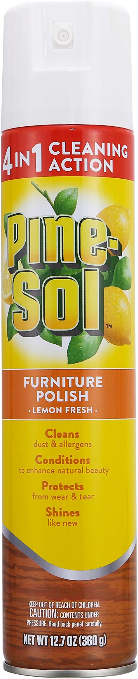 Pine-Sol Furniture Polish Aerosol, Lemon Scent - Wood Furniture Polish Spray Gives You A Powerful Clean You Can Trust - 12.7 Ounce