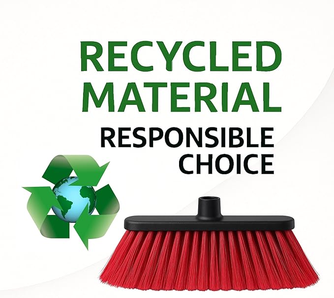 Healing Atlas Aria Red Pro Sweep Edition – 13” Wide Sweeping Surface – Heavy-Duty Magnetic Flagged Bristles – Universal Thread – Recycled PP – Deep Indoor/Outdoor Professional Sweeper (RED, ARIA)