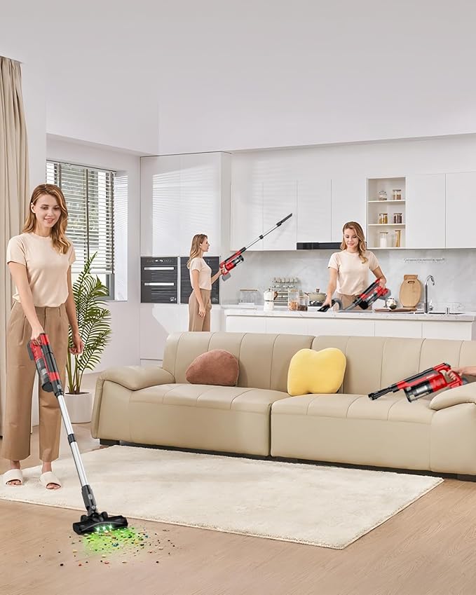 ZEXAPE Cordless Vacuum Cleaner for Milwaukee M18 Battery, 7-in-1 Lightweight Stick Vacuum with HEPA Filter, 35KPA Suction, 350W Brushless Motor, 3 Modes for Floor, Carpet, Car(Battery Not Included)