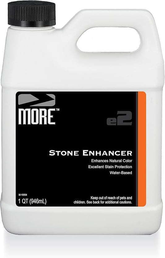 MORE Stone Enhancer & Sealer | 2-in-1 Formula for Indoor & Outdoor | Water-Based, Color Enhancing, Stain Protection for Marble, Granite, Limestone, Travertine & Natural Stone | No Gloss Finish [32oz]