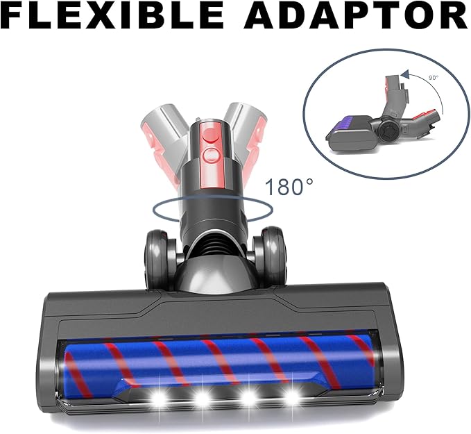 Upgraded Hardwood Floor Vacuum Attachments with Headlights for dyson V7V8,Replacement Parts Motorhead for Dyson ,Soft Roller &PP Bristle Motorized Brush Accessories for Marble,Carpet,Rug Cleaning.