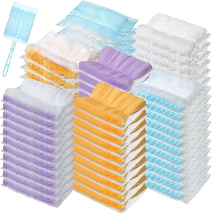 Mimorou 200 Pcs Disposable Dusters Refills Bulk Heavy Duty 180° Multi Surface Replacement Dusters for Cleaning Ceiling Fan with Microfibers Unscented (Bright Colors)