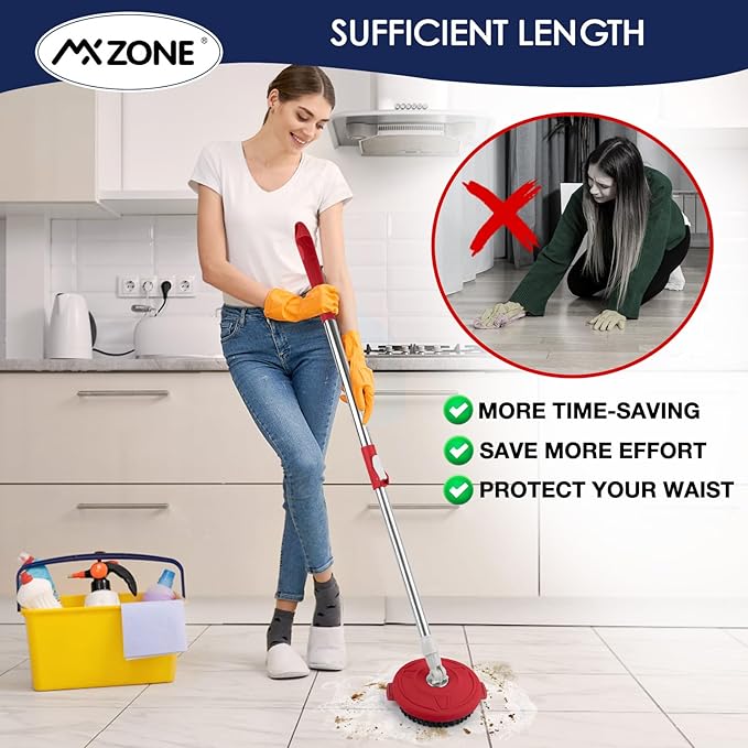Spin Mop Brush for Hurricane 360°Spin Mop Systems, Scrubber Brush Replacement Head with Stiff Bristle, Great for Bathroom Kitchen Pool, Glass and Tile Walls, Round Shape Standard Universal Size