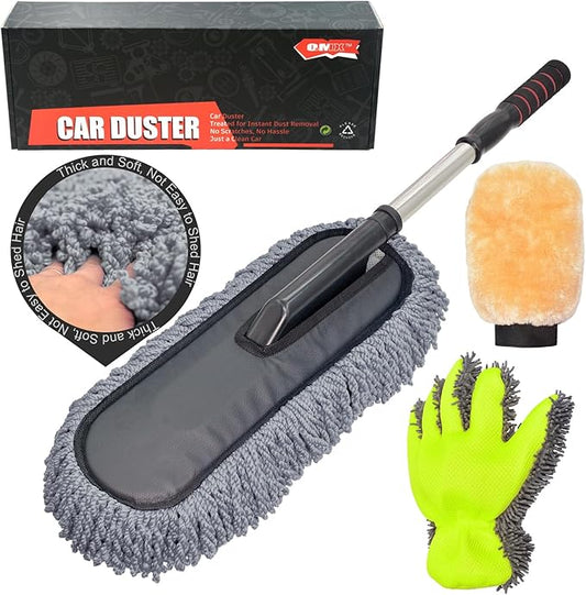 Ultimate Car Duster - The Best Microfiber Multipurpose Duster - Pollen Removing - Exterior or Interior Use - Lint Free - Long Unbreakable Extendable Handle