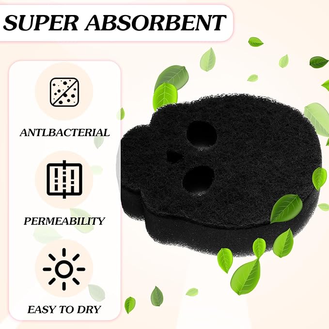 Tioncy 12 Pack Halloween Sponges Bulk Scrubber Black Skull Sponges Dual Sided Dishwashing Non Scratch Skull Kitchen Accessories Dish Scouring